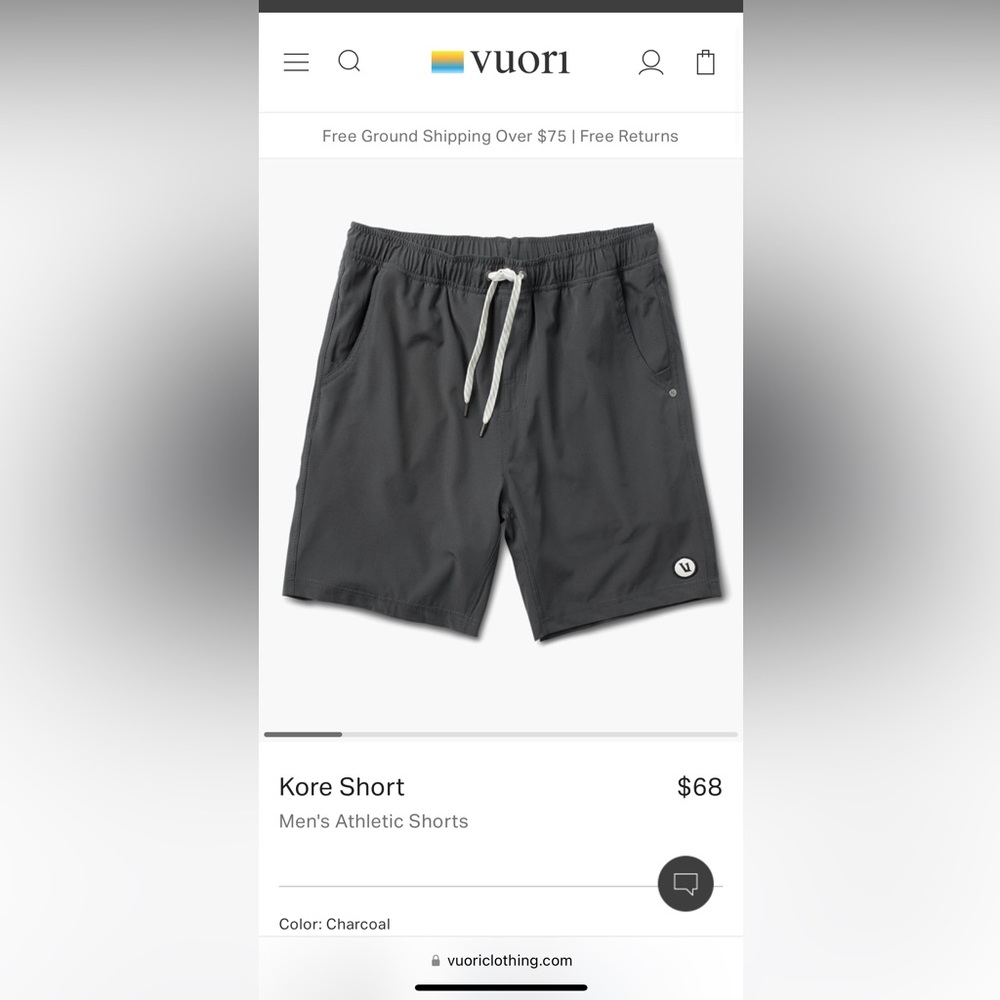 Vuori Men’s Kore Short NWT sz Small
